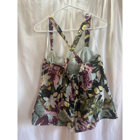 Cabi Floral Tank Top Womens Size 12 Criss Cross Back - Picture 8 of 8